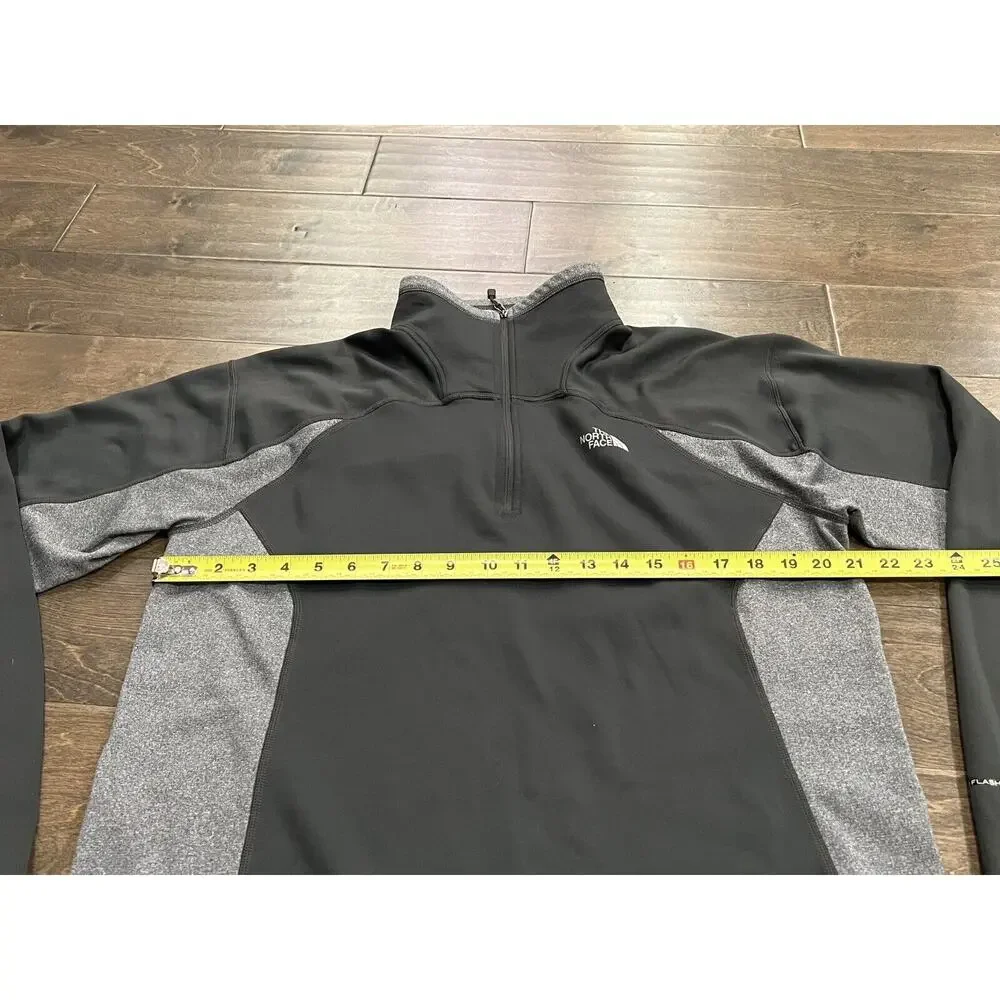 The North Face Mens Black Gray Fleece Pullover 1/4 Zip Flash Dry Long Sleeve M